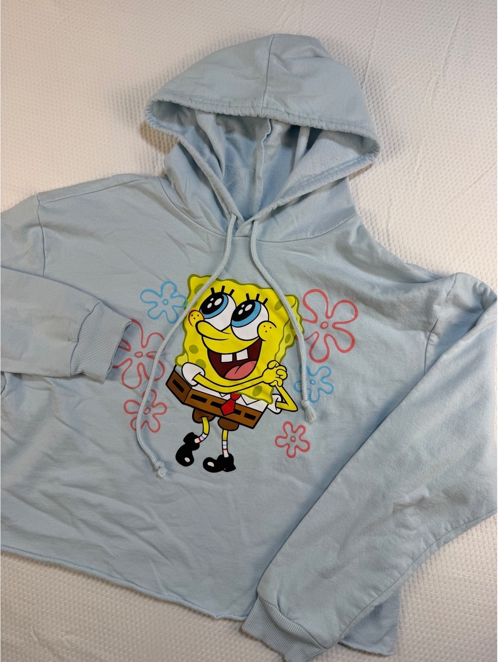 Nickelodeon SpongeBob SquarePants Crop Hoodie XL Blue Graphic Sweatshirt